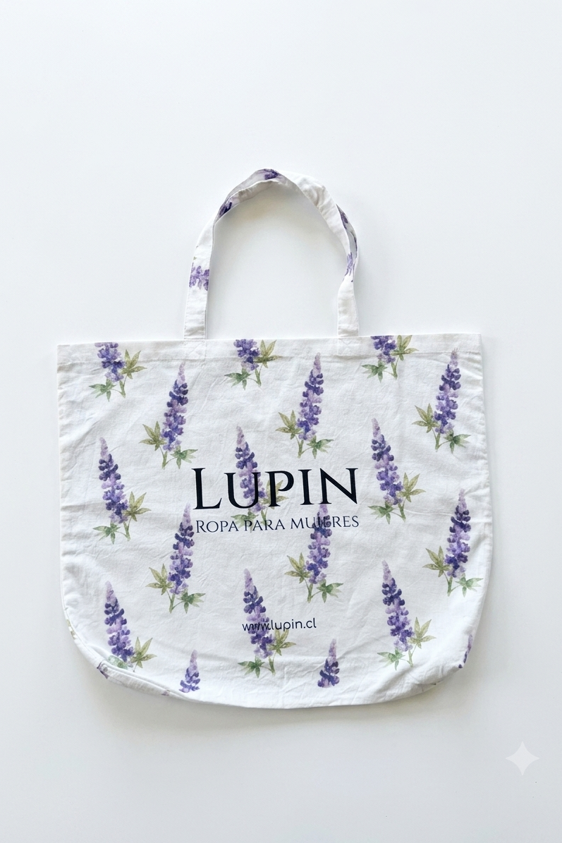 Shopper Lupin Morado – bolsa de tela resistente y femenina, diseño exclusivo Lupin Chile